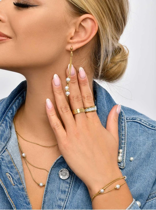 Obrączka, matowe paseczki, złoty S404165Z00