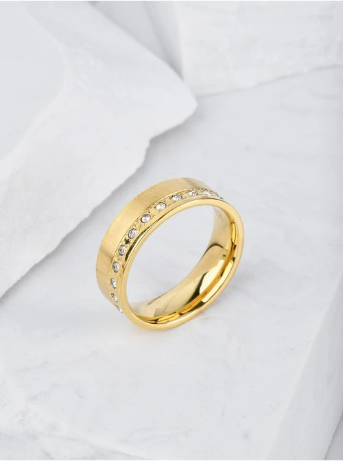 Obrączka z kryształkami, kolor złoty S404154Z00