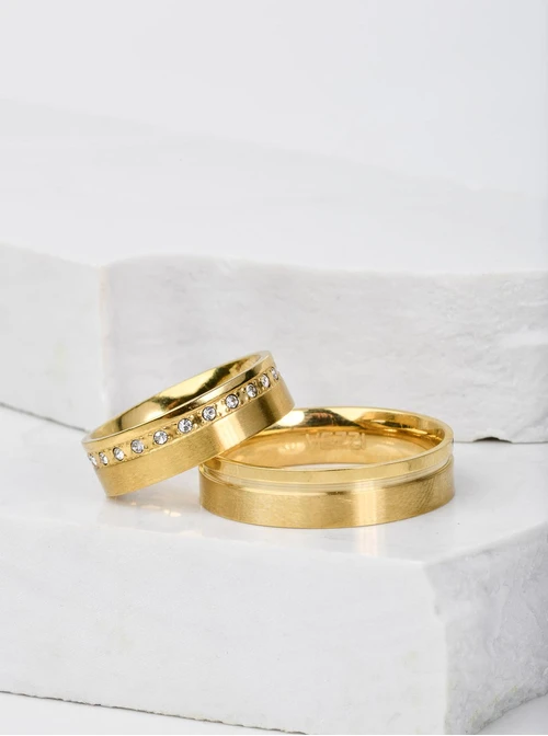 Obrączka z kryształkami, kolor złoty S404154Z00