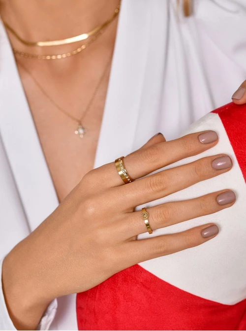 Obrączka z kryształkami, kolor złoty S404154Z00