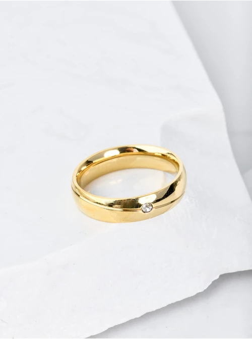 Obrączka z kryształkiem, kolor złoty S404150Z00