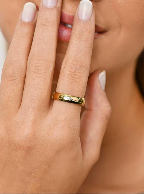 Obrączka z kryształkiem, kolor złoty S404150Z00