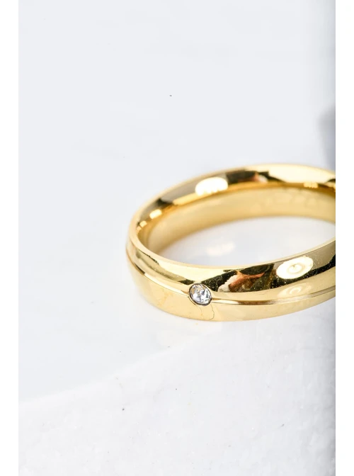 Obrączka z kryształkiem, kolor złoty S404150Z00