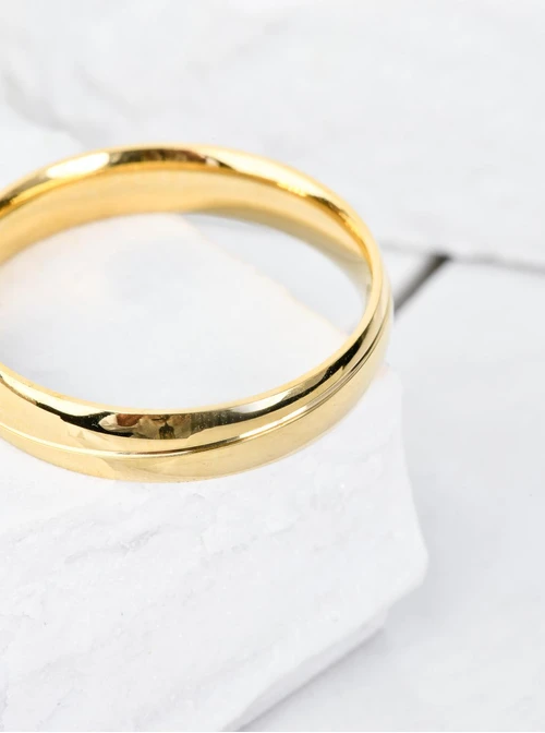 [Zestaw] Obrączka gładka z nacięciem, unisex, złoty S404177Z00