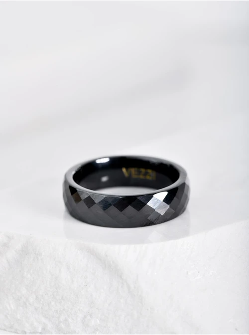 Pierścionek ceramiczny, fasetowany, czarny C404127Z01