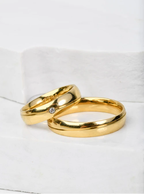 [Zestaw] Obrączka gładka z nacięciem, unisex, złoty S404177Z00