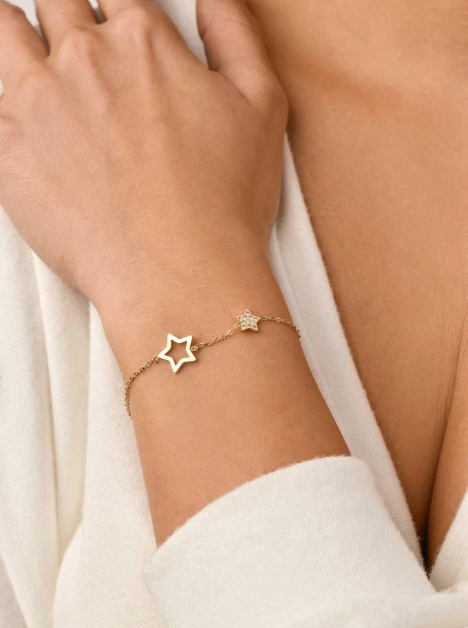 Bransoletka gwiazdki, kryształki, złoty S104736Z00