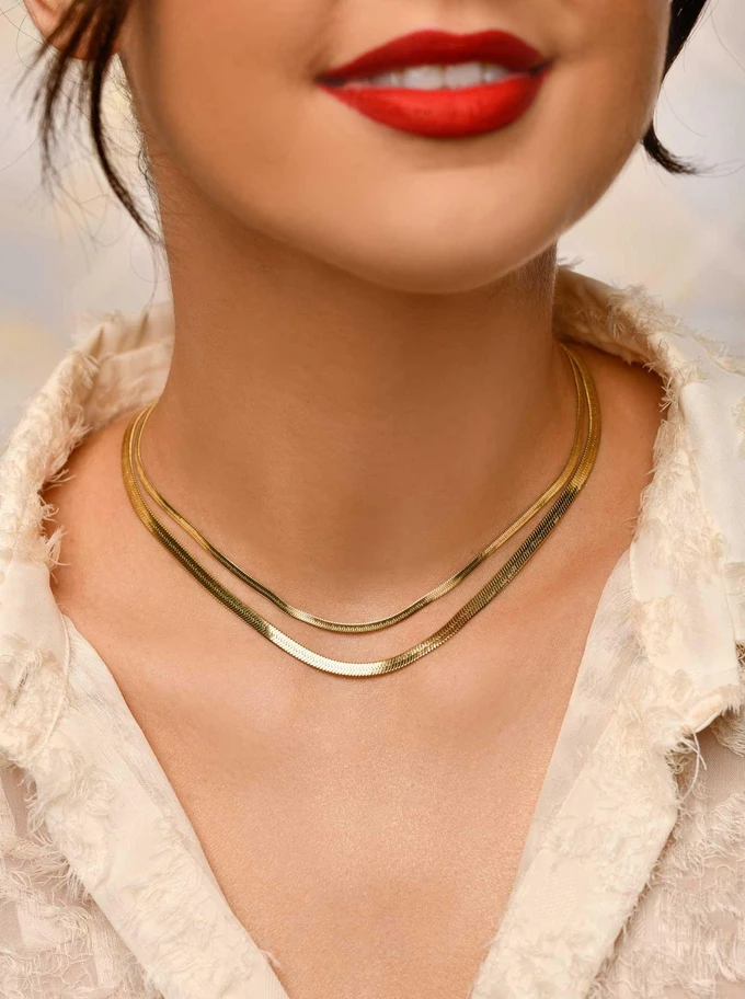 Naszyjnik podwójny żmijka, złoty S304835Z00