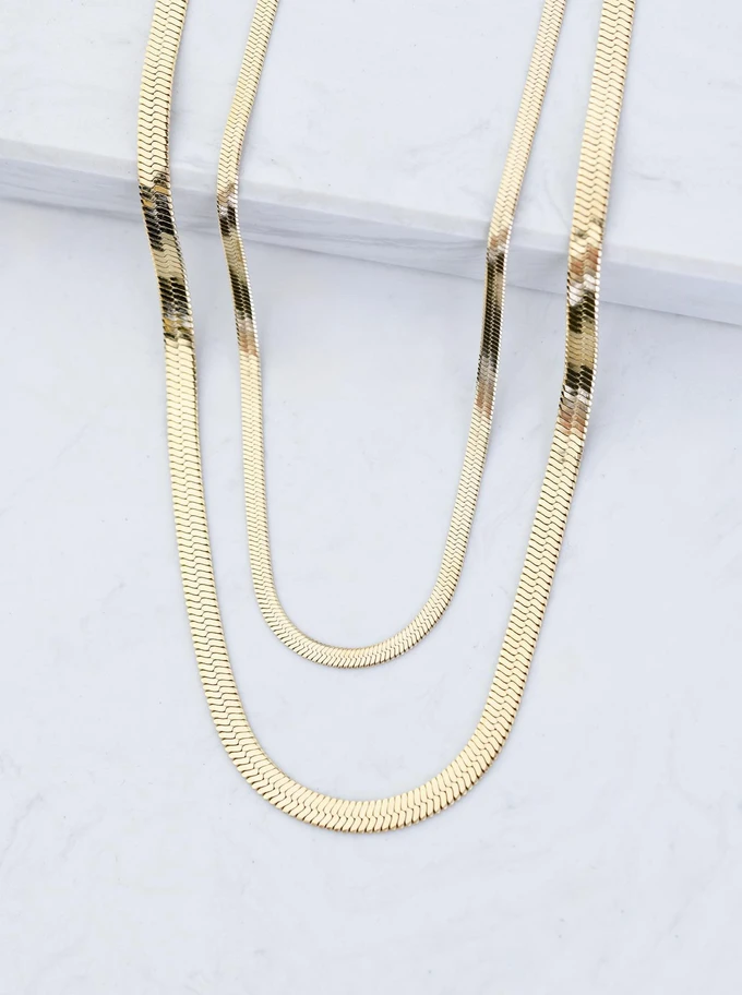 Naszyjnik podwójny żmijka, złoty S304835Z00