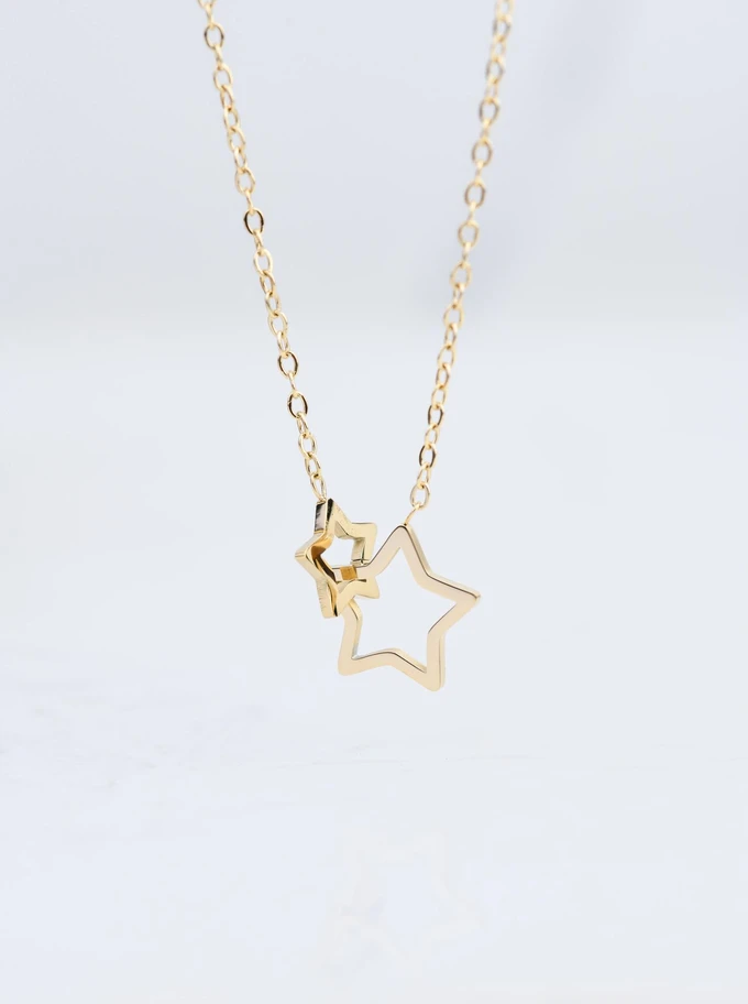 Naszyjnik połączone gwiazdki, złoty S304733Z00