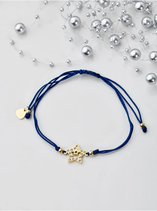 Bransoletka gwiazdka z kryształkami, niebieski, złoty S104669Z04