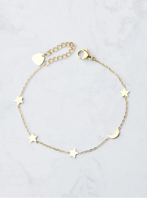 Bransoletka gwiazdki, księżyc, złoty S104759Z00