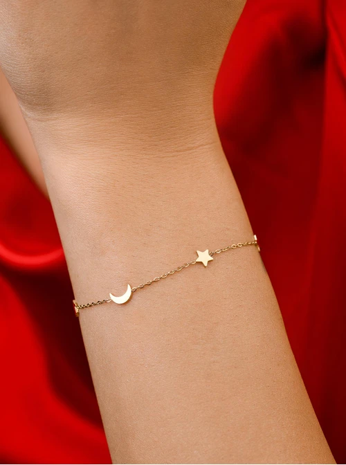 Bransoletka gwiazdki, księżyc, złoty S104759Z00