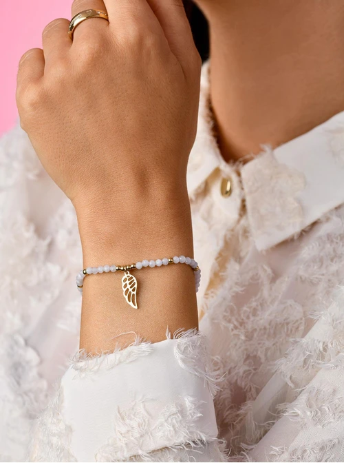 Bransoletka skrzydełko, szary, złoty S104248Z02