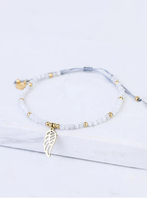 Bransoletka skrzydełko, szary, złoty S104248Z02