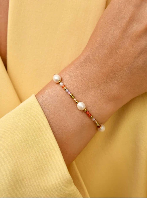 Bransoletka z perłami rzecznymi, złoty S104486Z00