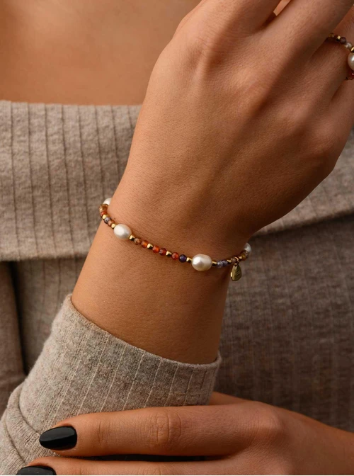 Bransoletka z perłami rzecznymi, złoty S104486Z00