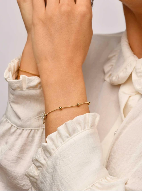 Bransoletka żmijka, kulki, złoty S104796Z00