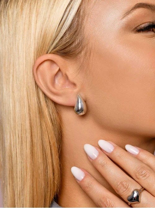 Kolczyki dmuchane, kropla, (dł. 2cm), srebrny S205156S00