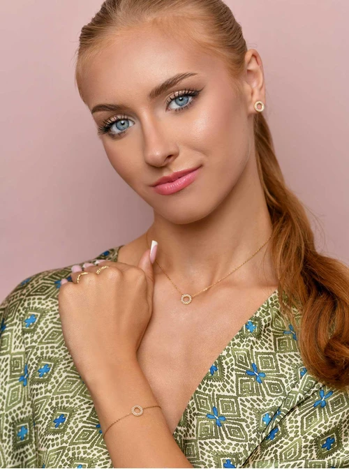 Kolczyki kółeczka z perełkami, złoty S204883Z02