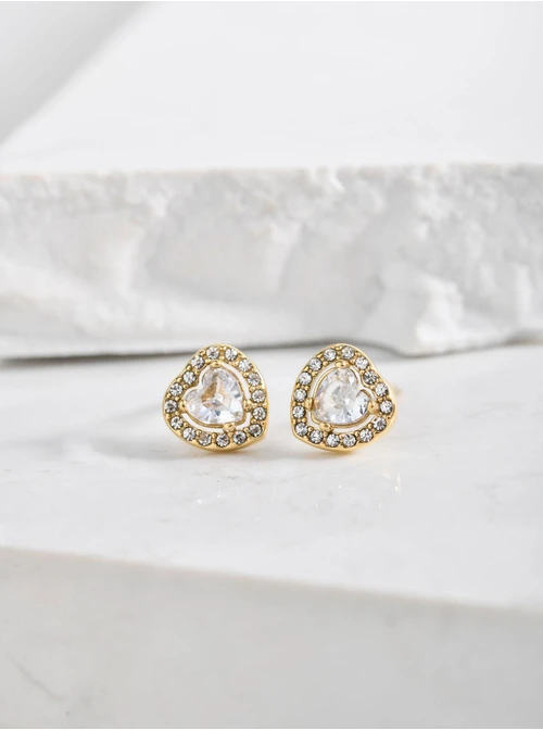 Kolczyki kryształowe serduszka, złoty S205023Z00