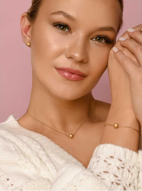 Kolczyki kuleczki, brokatowy mat, ( 0,7 cm), złoty S204940Z00