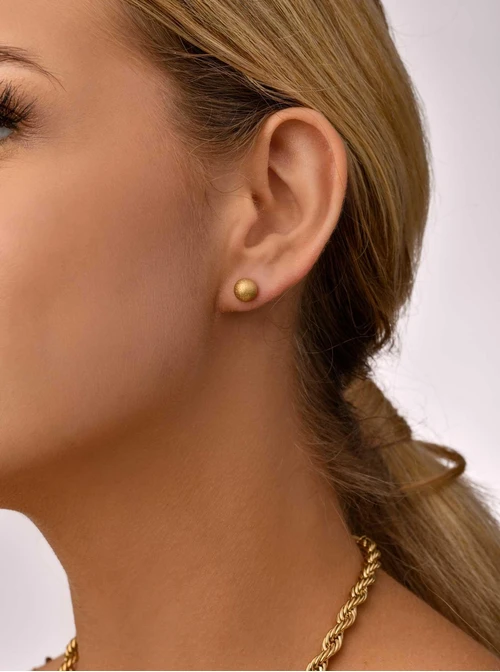 Kolczyki kuleczki, brokatowy mat, ( 0,7 cm), złoty S204940Z00