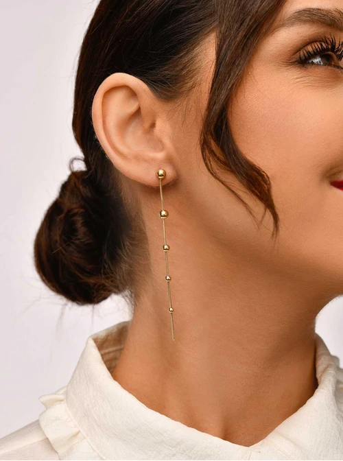 Kolczyki żmijki z kuleczkami, złoty S204923Z00