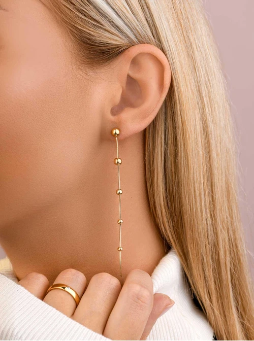 Kolczyki żmijki z kuleczkami, złoty S204923Z00