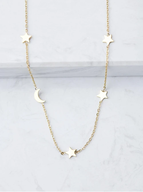 Naszyjnik gwiazdki, księżyc, złoty S304761Z00