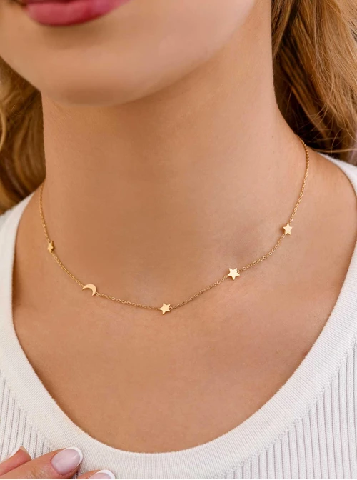 Naszyjnik gwiazdki, księżyc, złoty S304761Z00