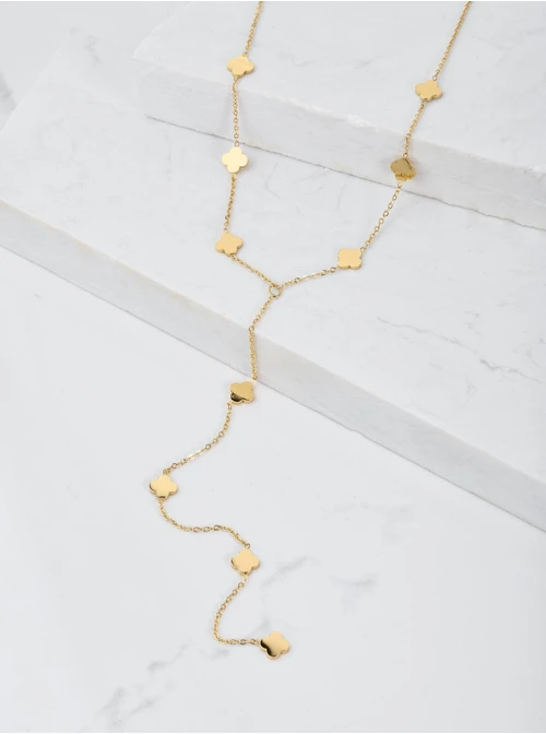 Naszyjnik krawatka, koniczynki, złoty S304325Z00