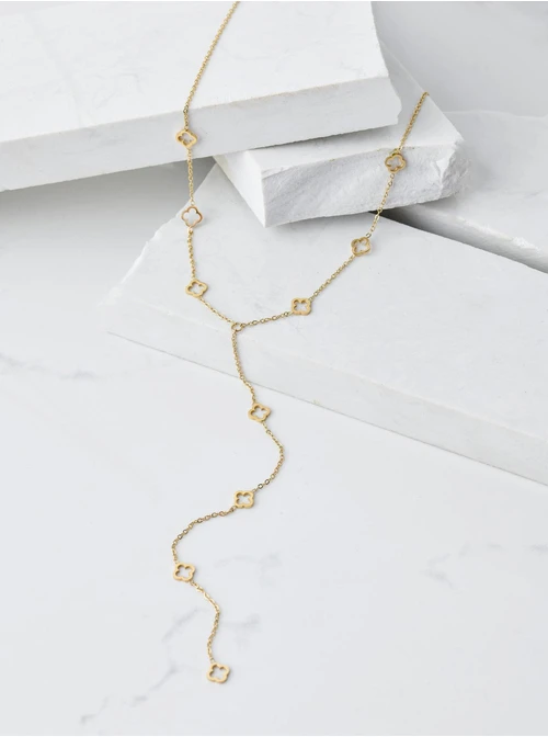 Naszyjnik krawatka koniczynki, złoty S304327Z00