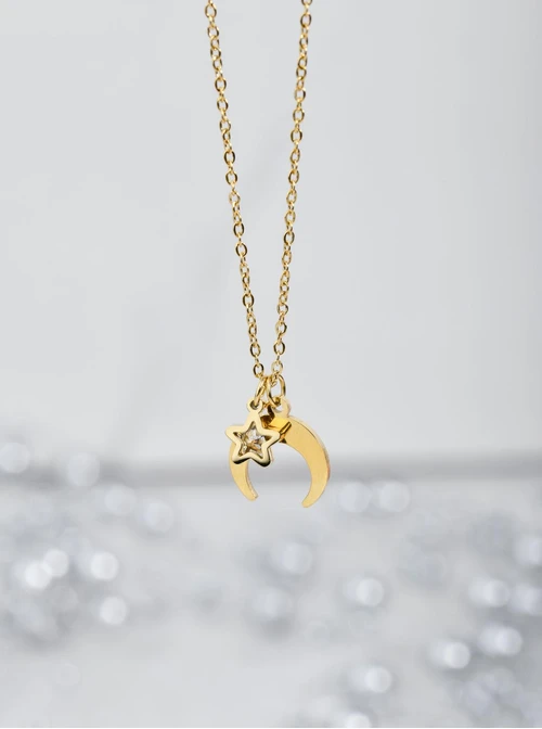 Naszyjnik księżyc, gwiazdka, złoty S304743Z00