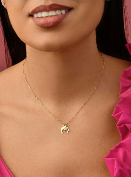 Naszyjnik księżyc, gwiazdka, złoty S304743Z00