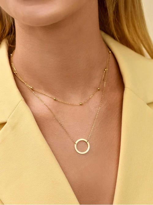 Naszyjnik podwójny, kółko, złoty  S304328Z00