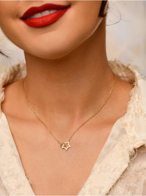 Naszyjnik połączone gwiazdki, złoty S304733Z00