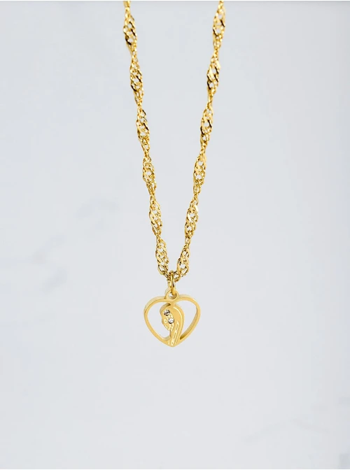 Naszyjnik serduszko, Maryjka, medalik, złoty S304807Z00