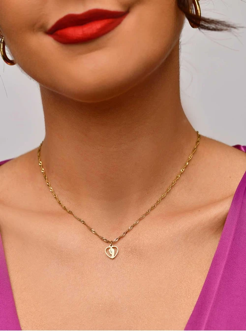 Naszyjnik serduszko, Maryjka, medalik, złoty S304807Z00