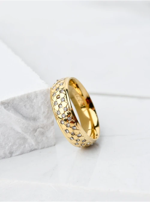 Obrączka z kryształkami, kolor złoty S404152Z00