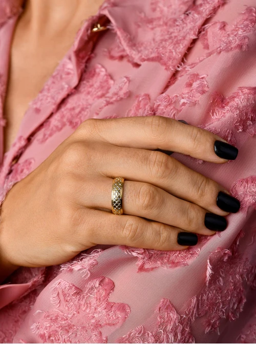 Obrączka z kryształkami, kolor złoty S404152Z00