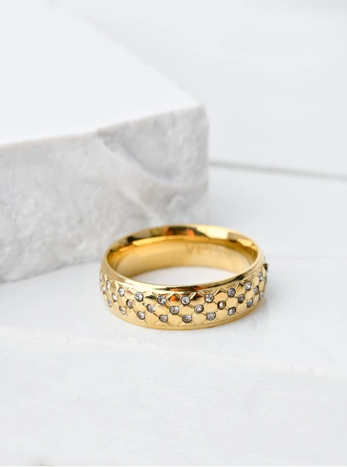 Obrączka z kryształkami, kolor złoty S404152Z00