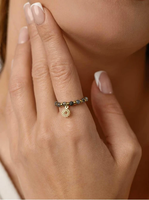 Pierścionek Czarny Labradoryt, złoty S404533Z00