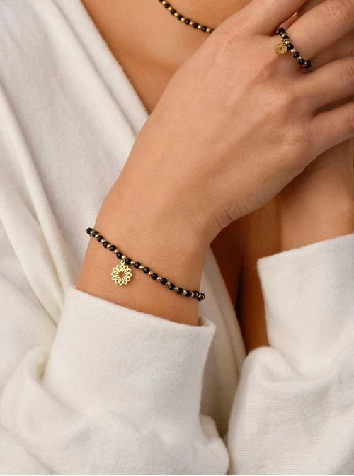 Pierścionek Obsydian, czarny, złoty S404540Z00