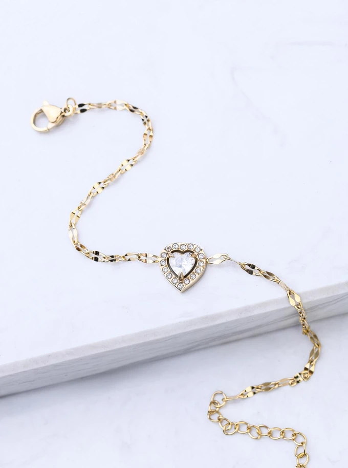 Bransoletka kryształowe serduszko, złoty S105022Z00