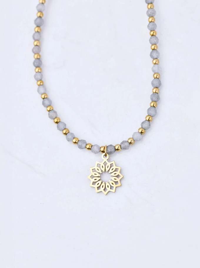 Choker Rozeta Vezzi, Labradoryt szary, złoty S304493Z00
