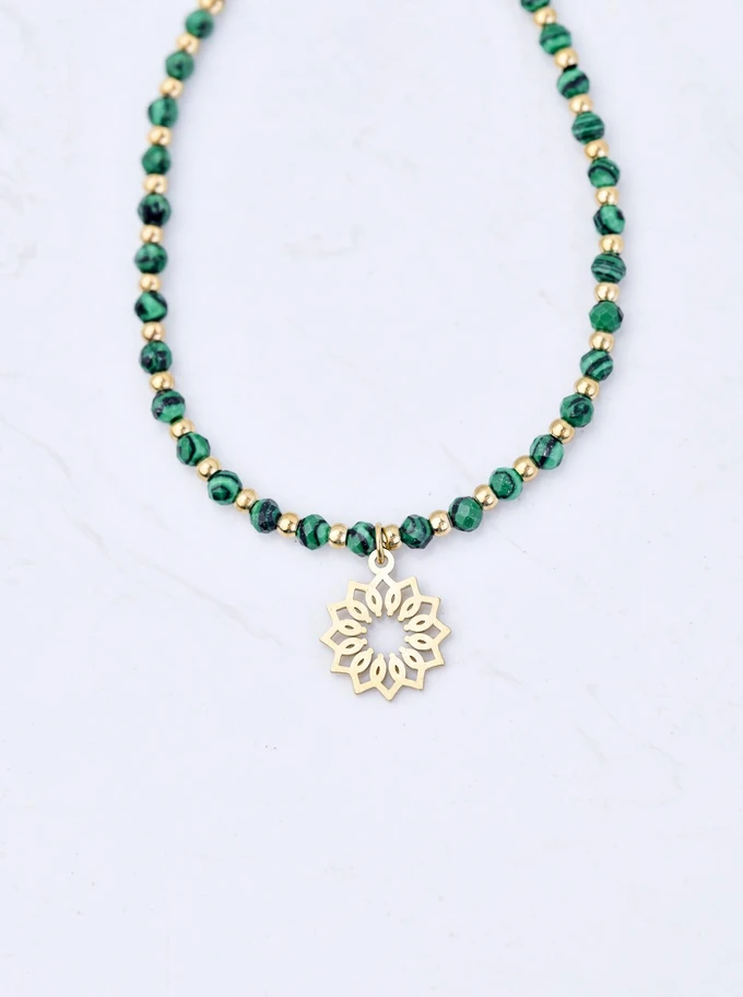 Choker Rozeta Vezzi, Malachit, zielony, złoty S304502Z00