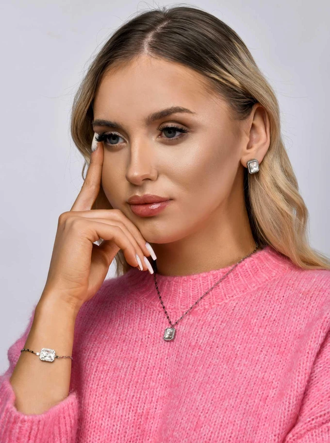 Kolczyki duży kryształ, srebrny S205020S00