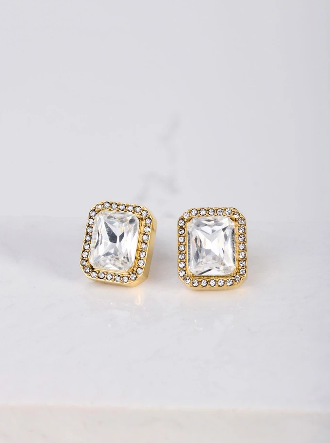 Kolczyki duży kryształ, złoty S205020Z00