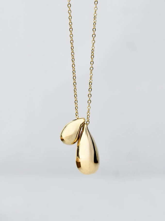 Naszyjnik dmuchane, krople, łezki, złoty S305008Z00
